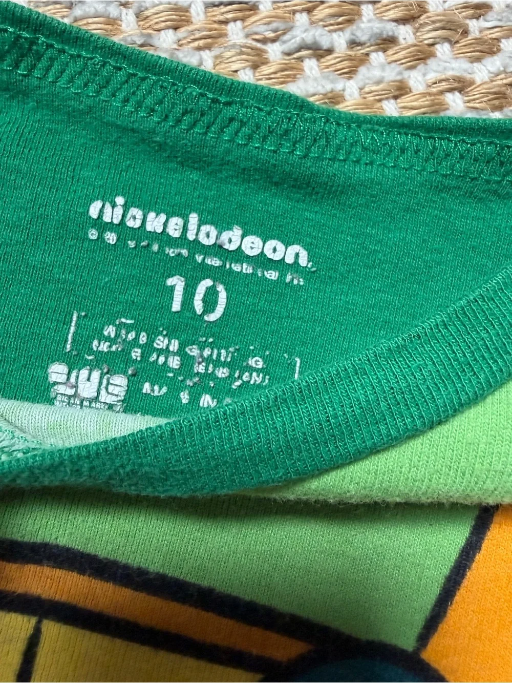 Nickelodeon Green and Yellow Kids Tee with Navy Trim
